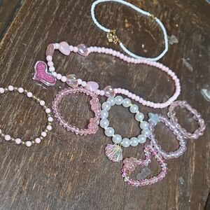 Pink Beaded Kids Jewelry Set